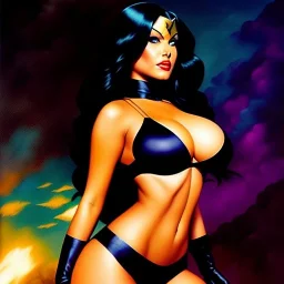 portrait oil on canvas, beautiful booty busty Raven(teen Titans), minimal armor,comic book cover, mystical colors,insanely detailed,realistic,intrincate detail, 16k resolution, masterpiece,Frank Frazetta,Oscar chichoni,Alex Horley, Simon Bisley