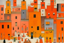 An orange toy factory painted by Paul Klee