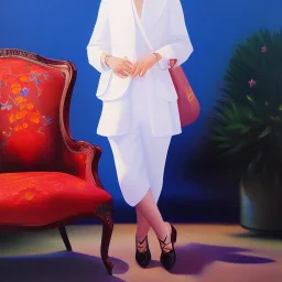 Full body portrait, painting, medium shot lady honmei