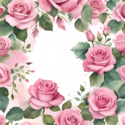 Pink Rose Border Clipart PNG Watercolor Pink Rose Border, Transparent Background Digital Download PNG Graphics - Commercial Use