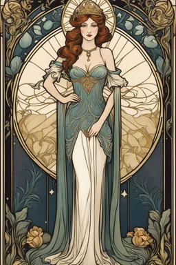 Anonymous Woman in revealing dress - Tarot Card - Art Nouveau