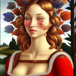 portrait of a beautiful busty woman Sandro Botticelli style smiling