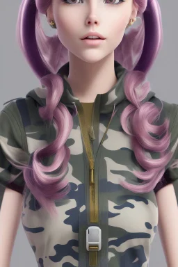 Belle Delphine, military bun hairstyle, mtp camouflage