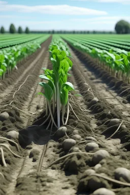 An organic fertilizer that stimulates plant roots in an agricultural field