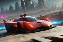 Futuristic formula spacecraft, racing fast on track circuit, cyberpunk style,