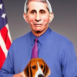 dr. Anthony fauci face merged with a beagle