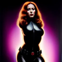 Ultra detailed fullbody Portrait in oil on canvas of beautiful fit Black Widow,wearing minimal skintight suit, extremely detailed digital painting, extremely detailed face,crystal clear Big Glowing eyes, mystical colors ,perfectly centered image, perfect composition, rim light, beautiful lighting, 8k, stunning scene, raytracing, anatomically correct, in the style of robert e howard and Ken Kelley and Ohrai Noriyoshi and Simon Bisley and tomzj1