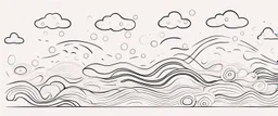 a series spaced curved and looping horizontal lines with paths inspired by clouds bubbles and flowers, cloud topography, whimsical cute, kawaii, black lines on white, vector lines