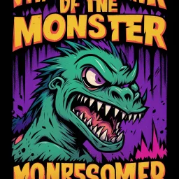 monster more angry and more 90s style, angry fast, extreme, wild, so so angry, red and purple background with 90s style slashes, 45 degree angle