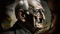 An image of Jürgen Habermas, capturing the dialectical relationship between media and economic structures, using bold contrasts of light and shadow to highlight the power dynamics at play, exquisitely detailed, available in high-definition and currently making waves on Artstation, influenced by the artistic styles of Gustave Courbet, Honoré Daumier, and Jean-François Millet.