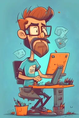 UX designer in cartoon style