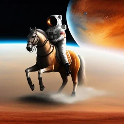 Riding horse astronaut mars