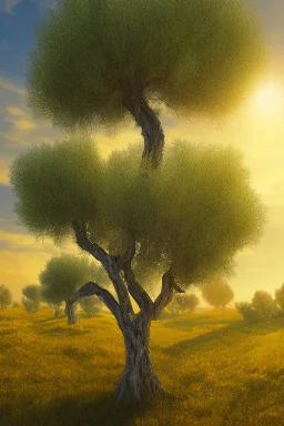 The Olive Trees with Yellow Sky and Sun