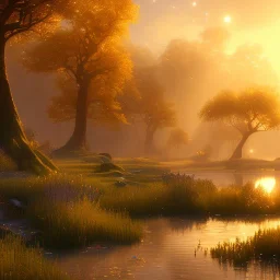 beautiful golden transparent landscape very etheric and cosmic, delicate colors, ultra sharp focus, 8k, unreal engine 5, extremely sharp detail, light effect, soft light atmosphere, smooth, full of details