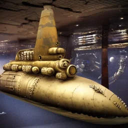 nautilus submarine in steampunk world