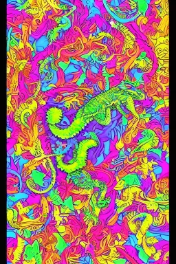 neon color chameleon psychedelic