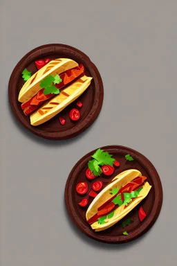 a simple illustration of 2 tacos on a white background. There is a red heart between the tacos.