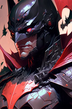 a close up of a person wearing a batman costume, batman mecha, black and reddish color armor, masayoshi suto and artgerm, heise-lian yan fang, by Ross Tran, cyberpunk batman, artgerm and ben lo and mucha, ross tran and bayard wu, ornate gothic armor, by Ye Xin