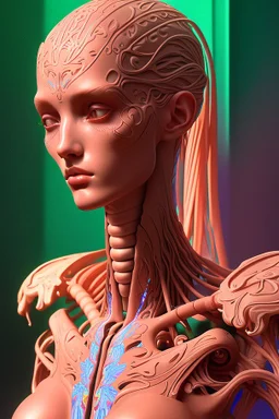 tall humanoid with long neck, 4k resolution, intricate details, ornate details, soft lighting, vibrant colors, retroanime, masterpiece, realistic