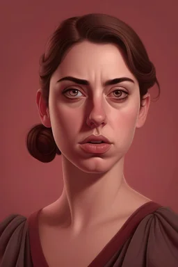 Imagem realista de uma mulher bonita, mas parecendo sobrecarregada, com ombros caídos (use a cor marsala no fundo)