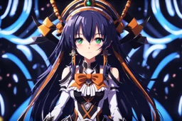 Kurumi in 8k sci-art drawing style, date a live them, Kurumi custom, neon effect, intricate details, highly detailed, high details, detailed portrait, masterpiece,ultra detailed, ultra quality