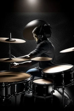 a picture of drums player merge with ai