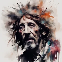 Arthur Brown portrait, Crazy World of Arthur Brown singer, by Carne Griffiths and Russ Mills, impressionism, dramatic