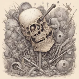 When a hammer sees everything as a nail, by Dave Felton, detailed line work, color ink sketch, drab colors, creepy.