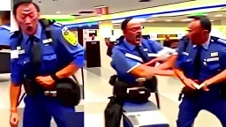 2 security officers deny man having a tantrum from airport lounge