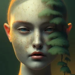 face with painting of open window and forest view covering entire face, 8k resolution, high-quality, fine-detail, intricate, digital art, detailed matte, volumetric lighting, illustration, octane render,