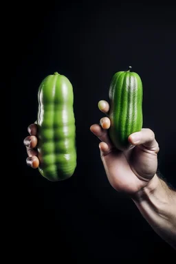 One hand gives the other a pickle