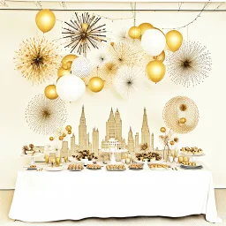 New Year's Eve party decorations designed by Jerome Bosch