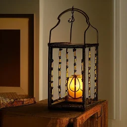 fireflies inside a wrought iron lantern