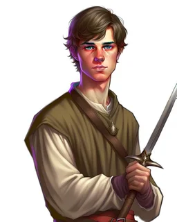 young noble swordman short brown hair