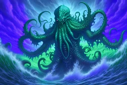 Magic the gathering inspired cuthulu,detailed, enhanced, 4k, cold colors, ocean