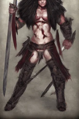 human berserker meaty black hair longsword