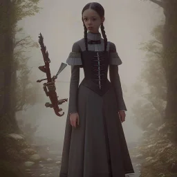 Full body, 3d render,Jenna Ortega, Wednesday addams 1800's women style, 1800's hair style, 1800's women clothes style, hyper realistic, octane render, unreal engine 5, 8k, palace background, uhd