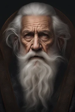intricate details, highly detailed, awesome, powerful, masterpiece, precisionism, dramatic, incredibly detailed, original,, ultra detail, insane details, hyper realistic, ultra realistic, photoreal, immersive background, ((portrait of a scary old man, sinister eyes, gloomy, long white hair, long white beard, facing the camera, looking at viewer, closed mouth, sad, broken glasses, in a dark room,horror,doom)), realistic face, hyperrealistic