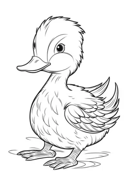 outline art for Duckling (Duck) coloring pages with sitch, white background, Sketch style, full body, only use outline, toddlers style, clean line art, white background, no shadows and clear and well outlined.