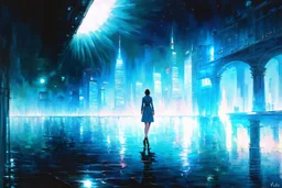Night, City, sci-fi, future, claude monet impressionism paintings