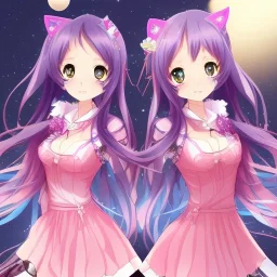 Anime Cat girls, cute, beautiful, twins