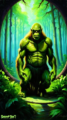 Swamp Thing, , ominous, , , intricate, oil on canvas, masterpiece, expert, insanely detailed, 4k resolution, retroanime style, cute big circular cinematic smooth, intricate detail , soft smooth lighting, soft pastel colors, painted Renaissance stylestyle