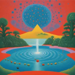 [art by David Hockney] In the realm of fantastical wonders, there existed a being known as Lady Chance. Her presence was as unpredictable as a roll of the dice, as intricate as the swirling patterns of fractal art, and as vast as the concept of Everything Everywhere All at Once. Her eyes held the depth of a Mandelbulb 3D creation, swirling with colors and patterns that hinted at the secrets of the universe.
