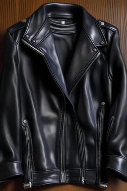 A leather jacket with a broken zipper that needs to be replaced.