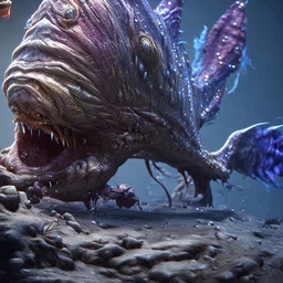 fluid ink angler fish creature, unreal engine 5, 8k resolution, photorealistic, ultra detailed