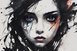 abstract girl art black eyes