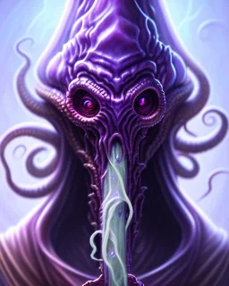 Dungeons & Dragons Mind Flayer Portrait, tentacle mouth, regular purple face