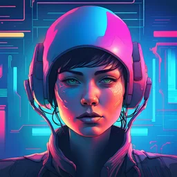 a woman's face is shown with a multicolored background, cyberpunk art by Sam Spratt, cgsociety, computer art, synthwave, retrowave, darksynth