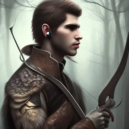 Male, Dark hair, Digital Art, Archer, Dark Forrest background