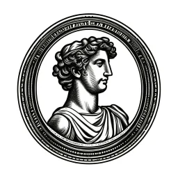 greek statue front face portrait logo, stamp.